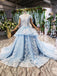 Sky Blue Quinceanera Dresses Ball Gown Vintage Wedding Dress With Appliques Beading