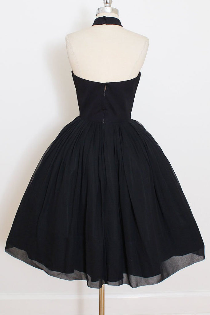 Elegant Black Short Prom Dresses, Halter Homecoming Party Dress