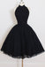 halter homecoming party dress elegant black short prom dresses dth279