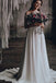 off shoulder lace top chiffon two piece beach wedding dress with half sleeve dtw284