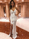 Sexy Ivory Mermaid Spaghetti Straps Lace Long Prom Evening Dress