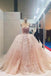 sheer round neckline pink lace applique wedding dresses quinceanera dress dtw257