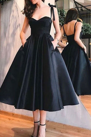 straps black short prom dresses homecoming dress with pockets dtp788