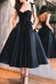 straps black short prom dresses homecoming dress with pockets dtp788