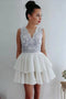 V-neck Short Cocktail Dresses Appliques Homecoming Dress With Layers