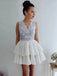 V-neck Short Cocktail Dresses Appliques Homecoming Dress With Layers