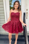 A-line Sweetheart Tulle Homecoming Dresses Appliques Short Prom Dress