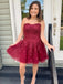 A-line Sweetheart Tulle Homecoming Dresses Appliques Short Prom Dress