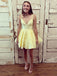 Double Straps V-neck Yellow Short Prom Dress Homecoming Dresses