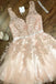 Cute A-line Short Pink Homecoming Dress With Lace Appliues