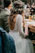Flowy Long Sleeve Lace Backless Wedding Dresses Beach Chiffon Bridal Gown