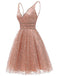 Glitter Deep V-Neck Mini Homecoming Dresses Junior Graduation Dresses