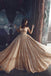 Sparkly A Line Long Prom Dresses Sequin V-neck Evening Dress