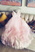 princess pink bridal gown simple a-line v-neck tulle pink prom dress dtw262