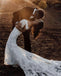Mermaid Tulle Rustic Wedding Dress Off-the-shoulder Lace Applique Bridal Gown
