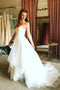 A-line V-neck Tulle Spaghetti Strap Wedding Dresses Boho Bridal Gown