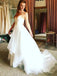 A-line V-neck Tulle Spaghetti Strap Wedding Dresses Boho Bridal Gown