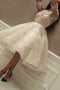 Women Short Sleeve Short Evening Party Dress, Lace Short Prom Dress