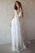 a-line v-neck cap sleeves chiffon beach wedding dresses with appliques dtw282