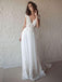 A-line V-neck Cap Sleeves Chiffon Beach Wedding Dresses With Appliques