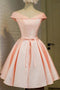 Off Shoulder Satin Short Prom Dress, Simple Sweet 16 Homecoming Dress