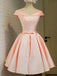 Off Shoulder Satin Short Prom Dress, Simple Sweet 16 Homecoming Dress