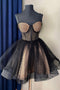 Cute Polka Dots Tulle Homecoming Dresses Spaghetti Straps Short Party Dress
