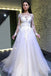 a-line long sleeves round neck tulle wedding dresses with lace appliques dtw279