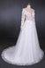 a-line v-neck long sleeve wedding dress with lace appliqued dtw306