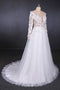 A-line V-neck Long Sleeve Wedding Dress With Lace Appliqued