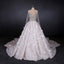 Gorgeous Long Sleeves Flowers Ball Gown Wedding Dress With Sequin Beaded