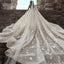 Gorgeous Long Sleeves Flowers Ball Gown Wedding Dress With Sequin Beaded