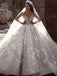 gorgeous long sleeves flowers ball gown wedding dress with sequin beaded dtw307