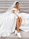 Off Shoulder Satin Simple Wedding Dresses Elegant Long Bridal Dress