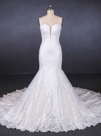 Sweetheart Neckline Mermaid Lace Wedding Dresses With Applique