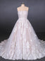 Elegant Strapless Lace Ball Gown Wedding Dresses With Lace Appliques