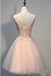 Pearl Pink V-neck Homecoming Dresses With Appliques Open Back