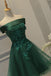 tulle homecoming dress off shoulder dark green short party dress dth74