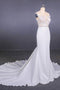See-Through Neckline Lace Appliques Mermaid Wedding Dresses