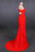 Halter Red Prom Dresses Mermaid Long Evening Dress With Cut Out Back