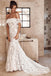 elegant ivory off shoulder mermaid beach lace wedding dress dtw281