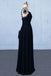 New Flower Straps V-neck Navy Blue Long Prom Evening Dresses