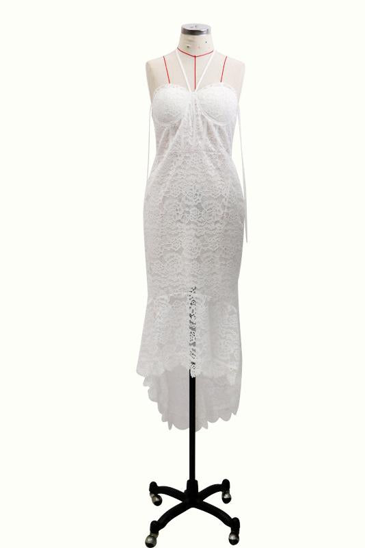 Simple Spaghetti-straps Lace Sheath Prom Dress, Lace Wedding Dress