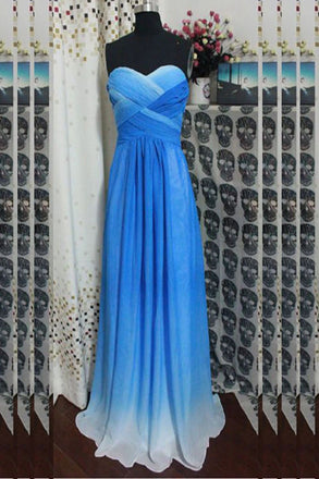 sweetheart blue ombre formal dress cut out beading back long prom dress dtp180
