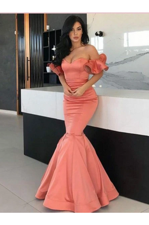 off-the-shoulder trumpet/mermaid simple prom dress dtp34