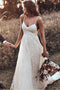 Stunning Straps Rustic Backless Wedding Dress A-line Lace Bridal Gown