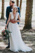 a-line v-neck white tulle wedding dress with lace appliques dtw38