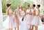 A-Line Jewel Neck Lace Tulle Knee Length Bridesmaid Dresses