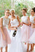 a-line jewel neck lace tulle knee length bridesmaid dresses dtb16