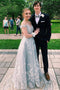 Long Lace Prom Dress Off-Shoulder Beaded Applique Graduation Gown